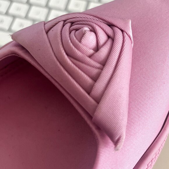 Prada Pink Kitten Heels Canvas Pleated Accents Slingback Pumps Size 6.5 - Picture 9 of 9